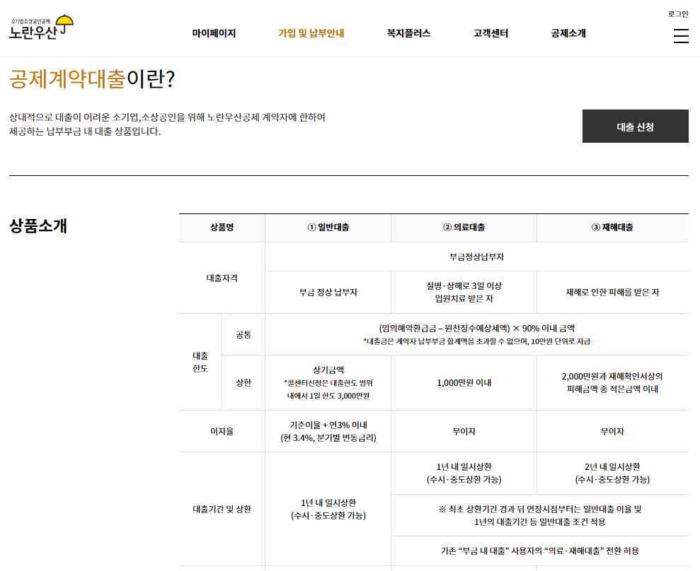 노란우산공제 대출 안내1