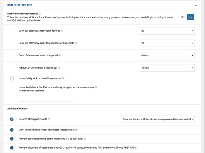 워드프레스 보안 플러그인 Wordfence Security Plugin 무차별 대입 공격 등 설정