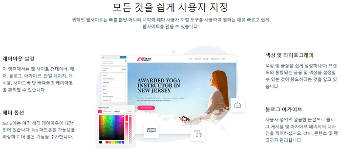 2023년 빠른 워드프레스 테마-astra 쉬운 사용자 지정