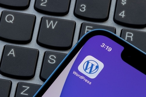 iPhone에 표시 된 WordPress 앱 아이콘