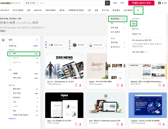 엔바토 엘리먼트란? $16.5 정기구독으로 2천여개 워드프레스 테마와 플러그인 사용