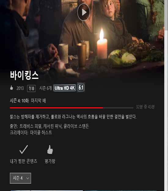 넷플릭스 4K 콘텐츠에서 확인