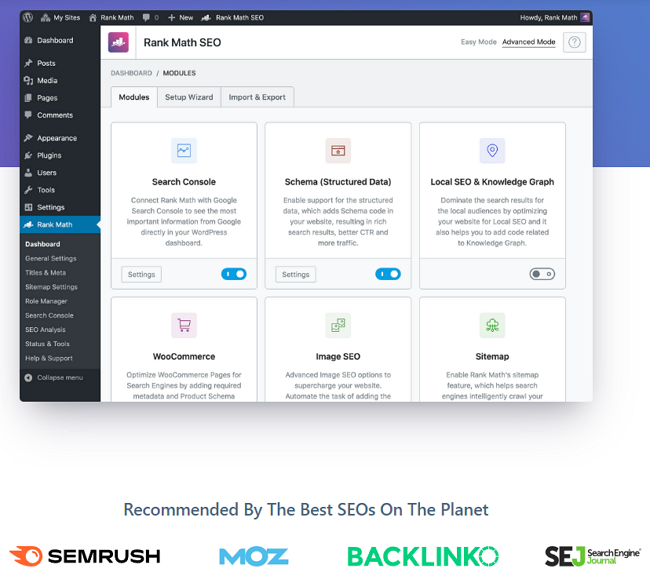 Rankmath SEO 플러그인 메인페이지 이미지