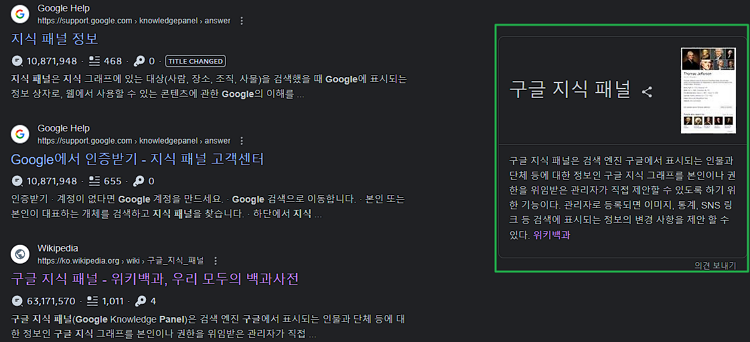 구글 지식 패널