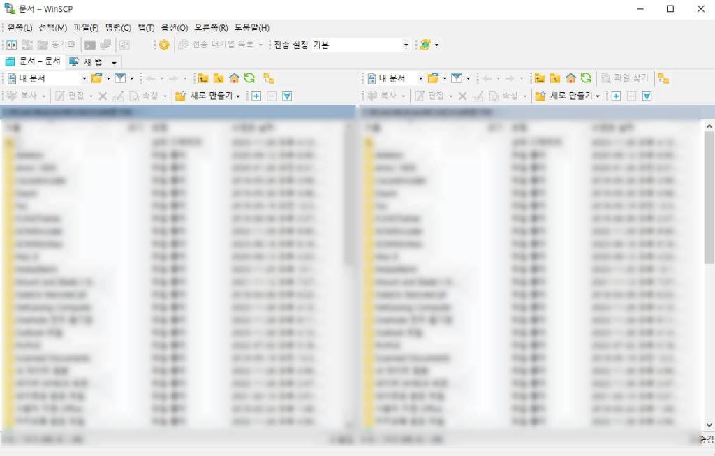 WinSCP 한글 파일로 설치된 화면