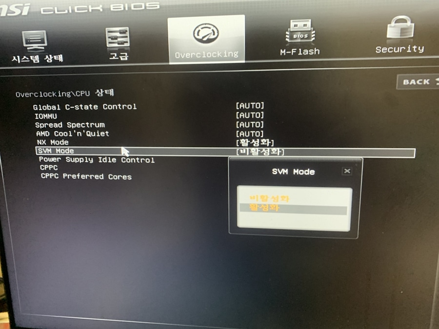 AMD(라데온) SVM 활성화2