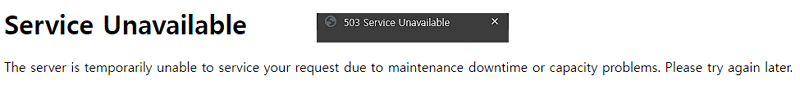 APM 설치 후 503 에러 (Service Unavailable)