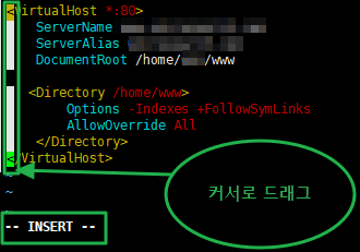 vim 비주얼 블록-편집모드 블록 라인 선택