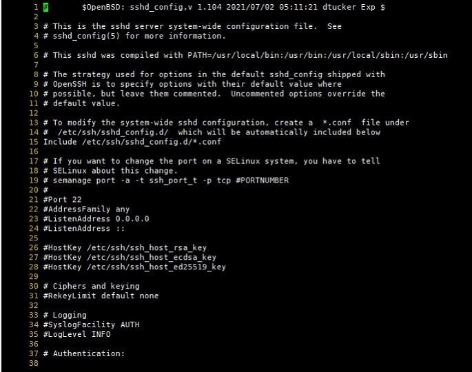 리눅스 sshd_config 파일
