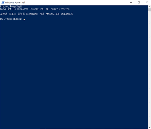 윈도우 PowerShell 앱 첫 화면