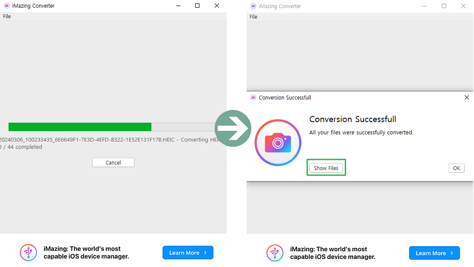imazing Converter HEIC JPG 변환 후 작업 보기