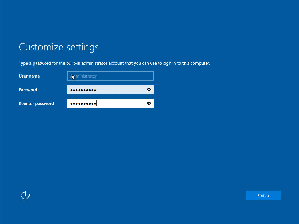 virtualbox 윈도우 2016 서버 설치 9_Administrator 계정 패스워드 설정