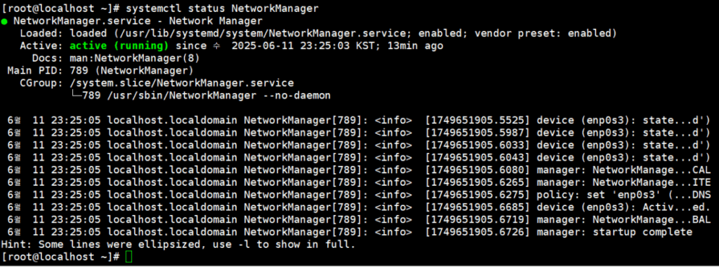systemctl status NetworkManager