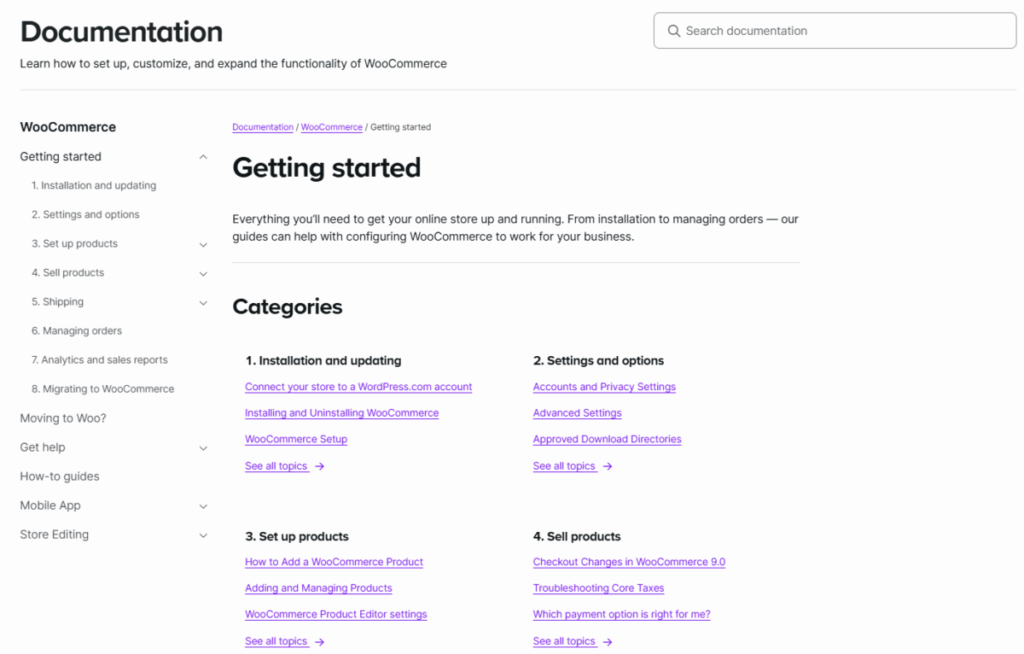우커머스 시작하기 - 비치된 서류들 페이지