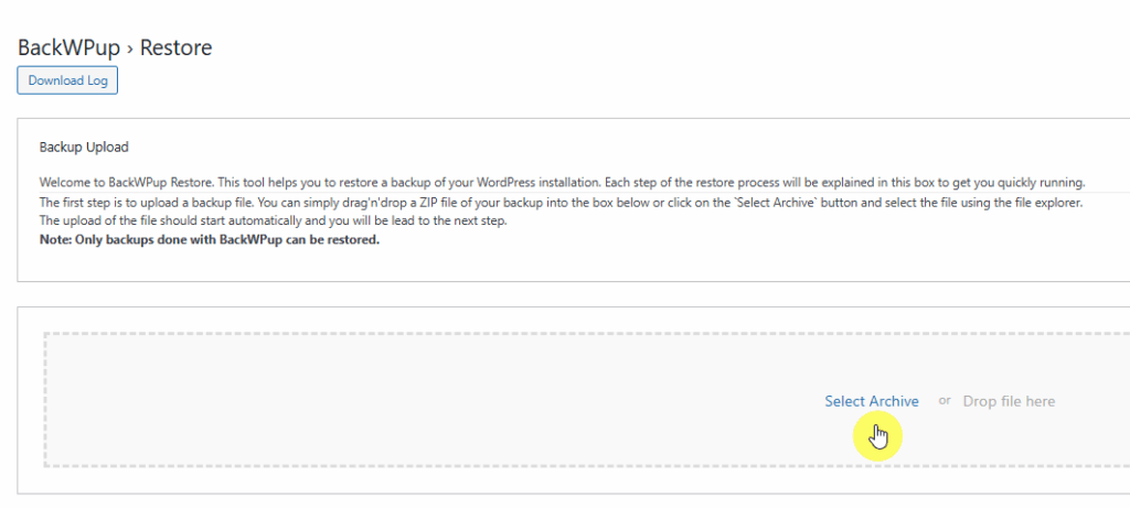워드프레스 백업 플러그인-BackWPup 플러그인 - 복원 3 [영어]