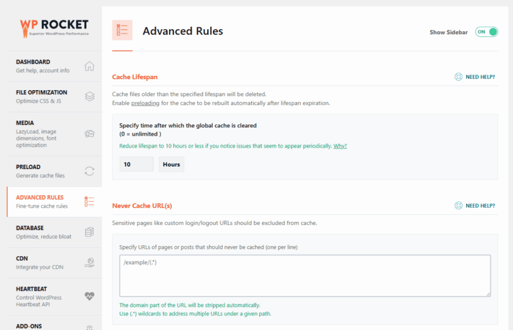 WP Rocket 고급 규칙 1 [영어]