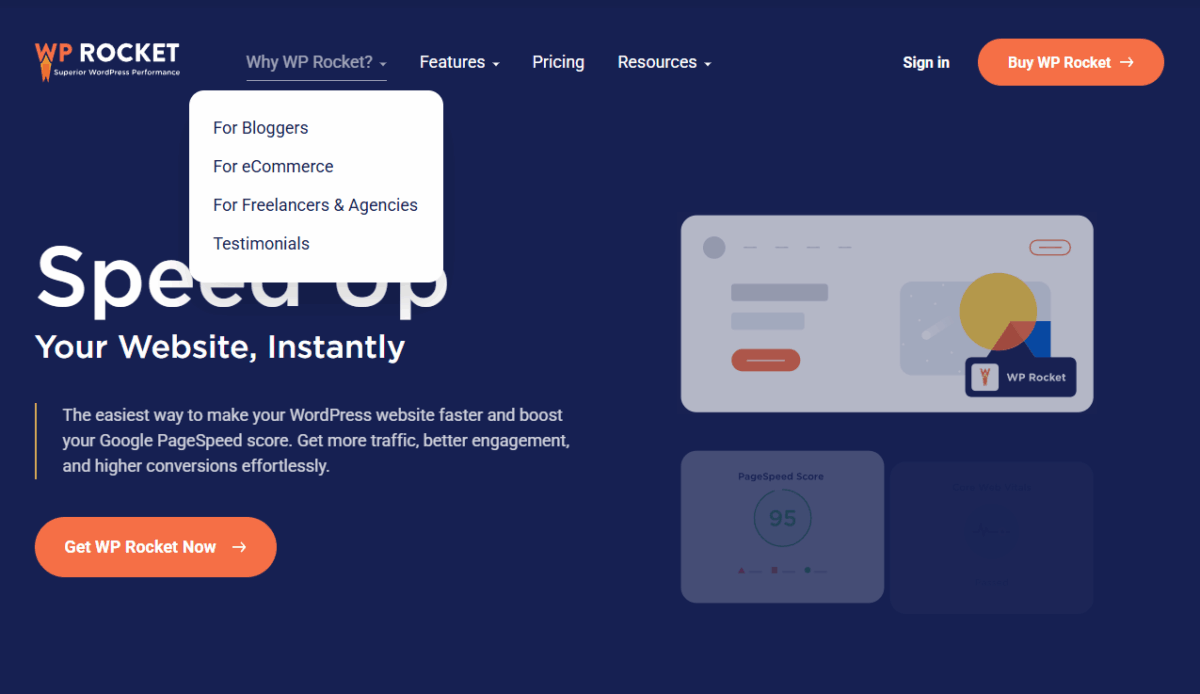 WP Rocket 메인페이지 or 소개 페이지 1