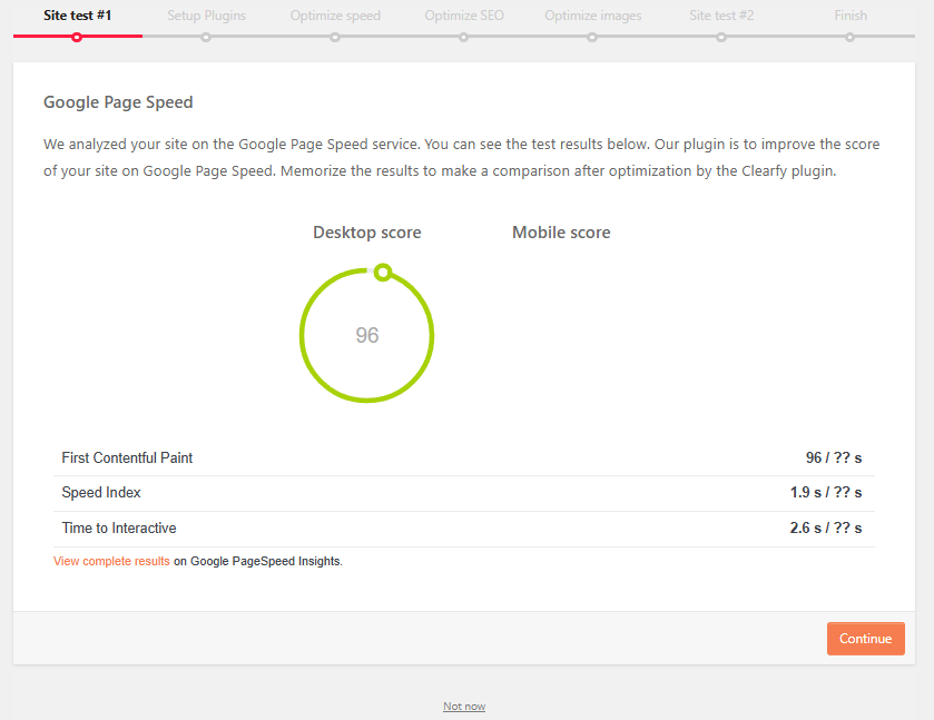 Clearfy 설정 마법사 2 - 구글 페이지스피드 점수 분석 2 [영어]