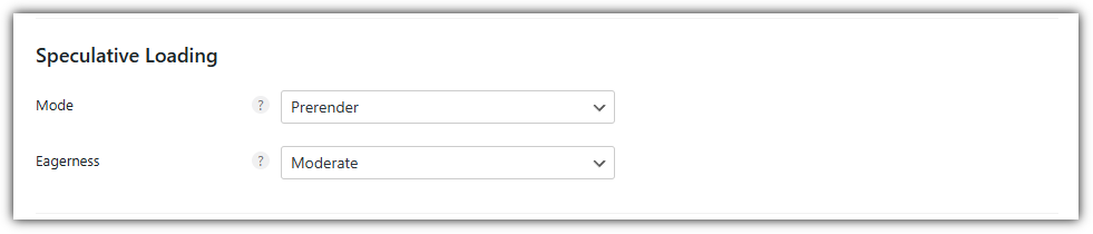 Perfmatters 사전 로딩-추측 로딩 권장 설정