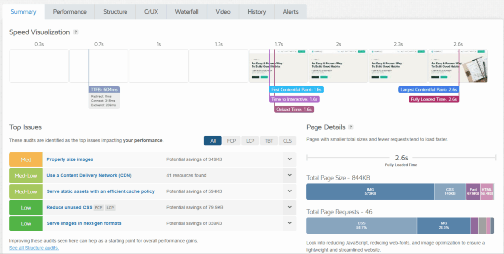 웹사이트 속도 측정 - GTmetrix 테스트 완료 2 [testpilotweb]